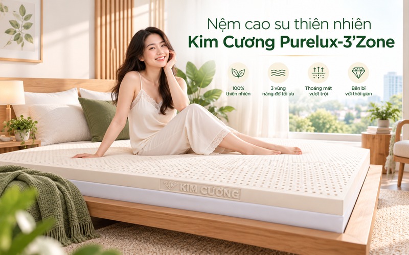 Nệm cao su Kim Cương 3Zone Purelux