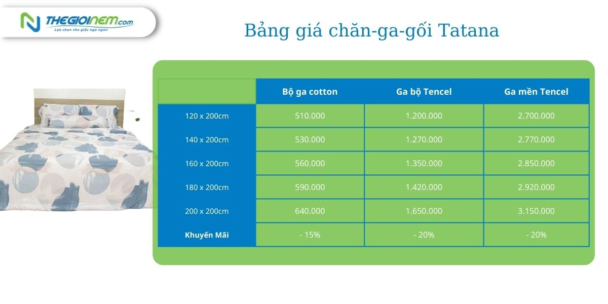 Bảng giá chăn-ga-gối-đệm mới nhất 07