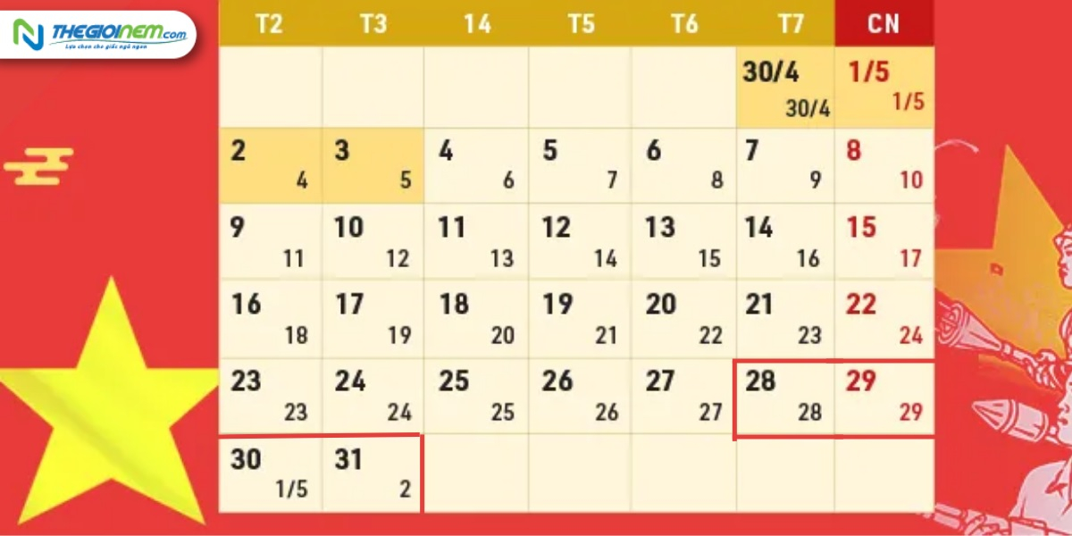 Lịch nghỉ lễ giỗ tổ Hùng Vương và 30/4/2022 11