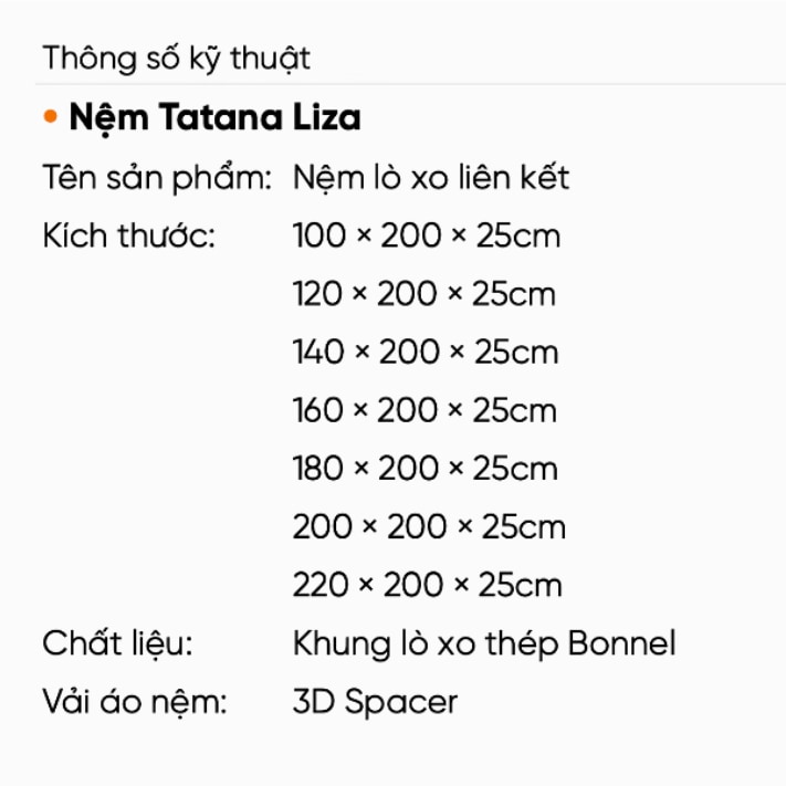 Nệm lò xo liên kết Tatana Liza