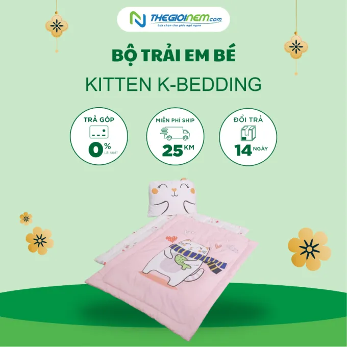 Bộ trải em bé Kitten K-Bedding - Hồng khuyến mãi 15% tại Thegioinem.com