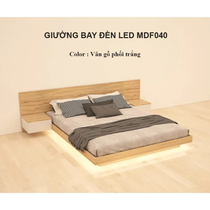 Giường bay đèn led kèm tab Tatana MDF040 giảm 20% tại Thế Giới Nệm 