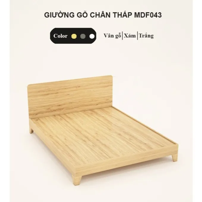 Giường Ngủ Gỗ Chân Thấp Tatana MDF043 thiết kế đơn giản, bền đẹp, gỗ MDF lõi xanh