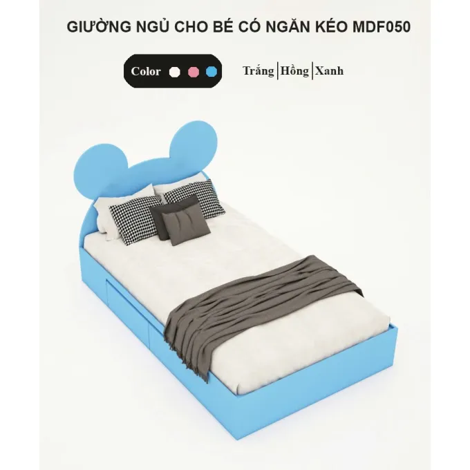 Giường Ngủ Gỗ Ngăn Kéo Cho Bé Tatana MDF050 thiết kế tiện lợi, sang trọng