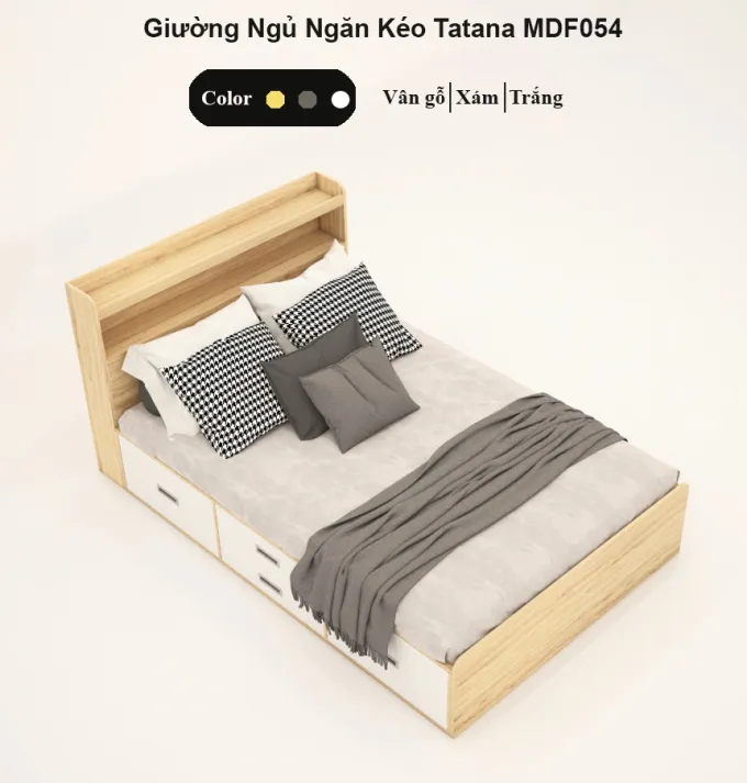 Giường ngủ ngăn kéo Tatana MDF054 thiết kế đơn giản, sang trọng và tinh tế