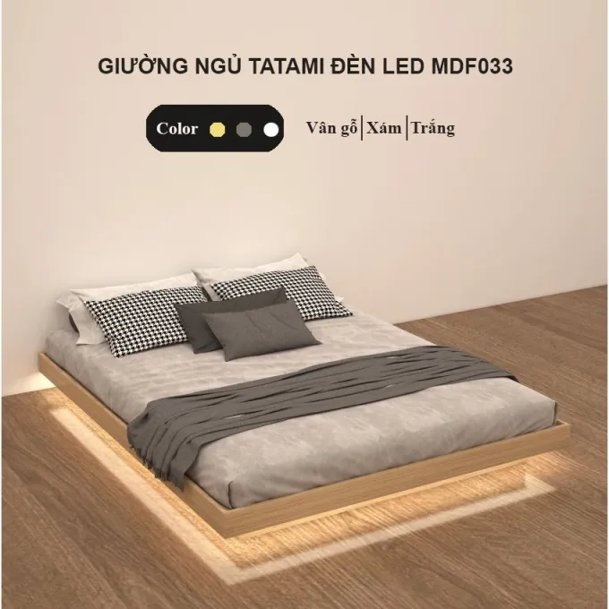 Giường ngủ Tatami đèn led MDF033 ưu đãi 20% tại Thế Giới Nệm 