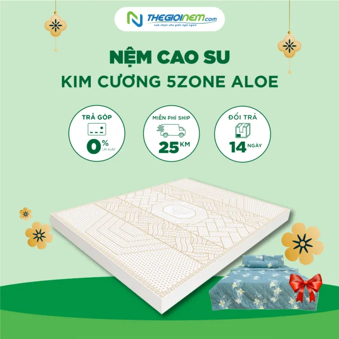 Nệm Cao Su Kim Cương 5Zone AloeLux Giảm 25% | Thegioinem.com