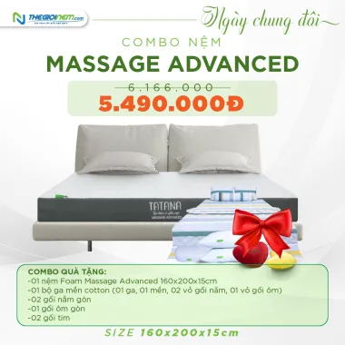 Combo 3: Nệm Massage Advanced + drap mền + gối