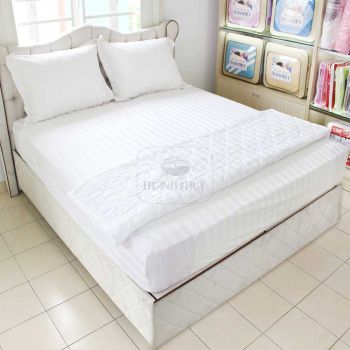 Drap bọc Thanh Thủy vải cotton trắng sọc