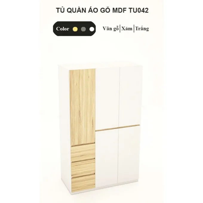 Tủ quần áo Tatana TU042 thiết kế hiện đại, tiện nghi và sang trọng tại Thế Giới Nệm 