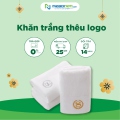 Khăn trắng thêu logo