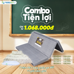 Combo Nệm PE, Ga, Gối Tiện Lợi Cho Sinh Viên - Gọn Mát, Giá Tốt