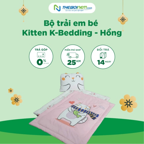 Bộ trải em bé Kitten K-Bedding - Hồng khuyến mãi 15% tại Thegioinem.com