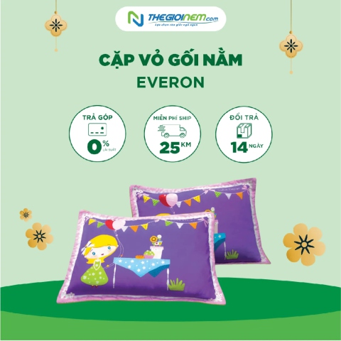 Cặp vỏ gối nằm Everon khuyến mãi 70% tại Thế Giới Nệm