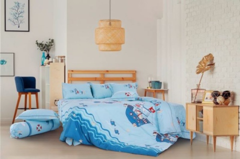 Bộ Chăn Ga Gối Hanvico Blue Sky Cotton T - DL158