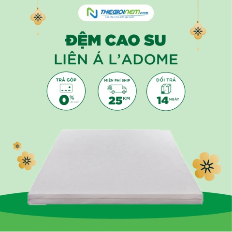 Đệm Cao Su Liên Á L'adome Khuyến Mãi 15% Kèm Quà Tặng