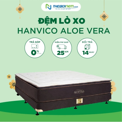 Đệm lò xo Hanvico Aloe Vera Siêu Ưu Đãi Tại Thegioinem.com