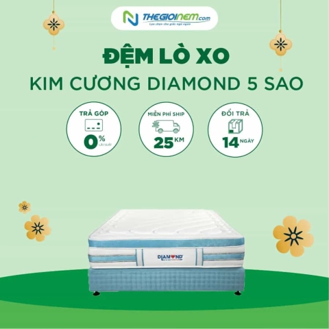 Đệm Lò Xo Kim Cương Diamond 5 Sao Khuyến Mãi 25% Tại Thegioinem.com