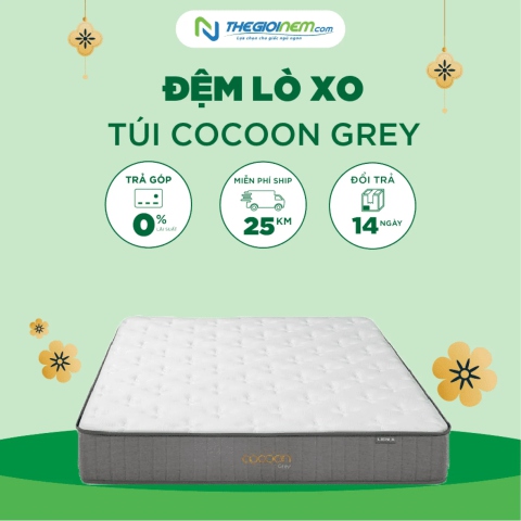 Đệm lò xo túi Cocoon Grey Khuyến Mãi 10% + Quà | Thegioinem.com