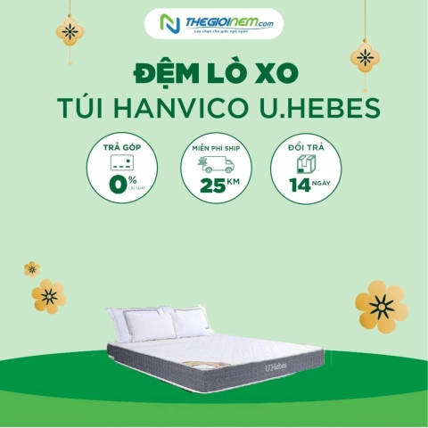 Đệm lò xo túi Hanvico U.HEBES Giảm 15% Tại Thegioinem.com