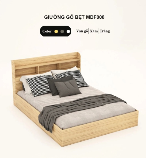 Giường gỗ MDF Tatana MDF008 chất lượng tại Thế Giới Nệm 