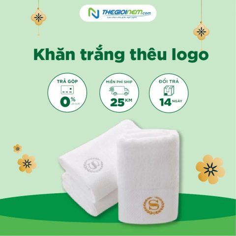 Khăn trắng thêu logo Khăn khách sạn chiết khấu tốt - Thegioinem.com