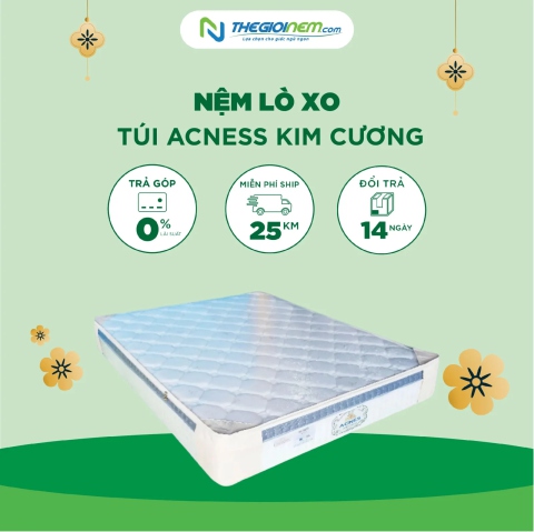 Nệm Lò Xo Túi Acness KIm Cương Giảm 25% + Quà Tặng | Thegioinem.com