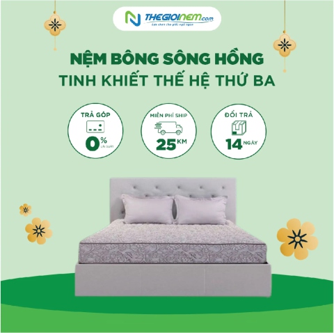 Nệm Bông Sông Hồng Tinh Khiết Thế Hệ Thứ Ba Giảm 20% Tại Thegioinem.com