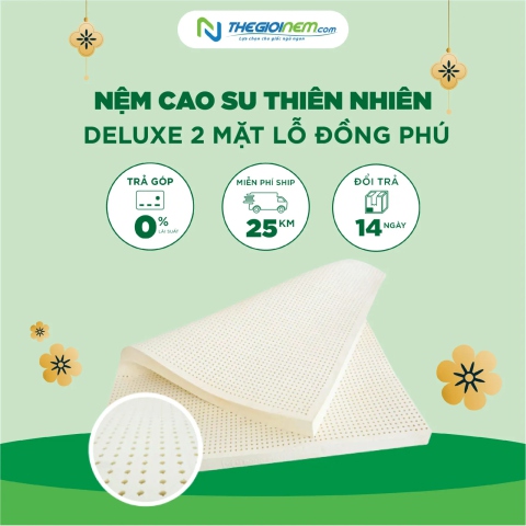 Nệm Cao Su Deluxe 2 Mặt Lỗ Đồng Phú Khuyến Mãi 25% + Quà | Thegioinem