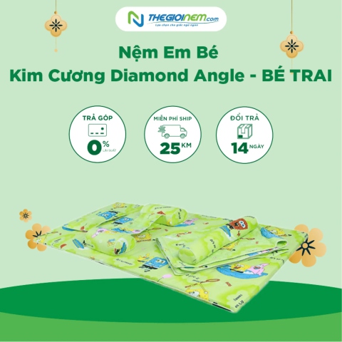 Nệm Cao Su Em Bé Kim Cương DIAMOND ANGEL - BÉ TRAI