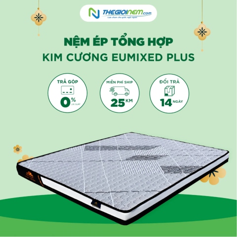 Nệm Ép Tổng Hợp Kim Cương Eumixed Plus KM 25% tại Thế Giới Nệm