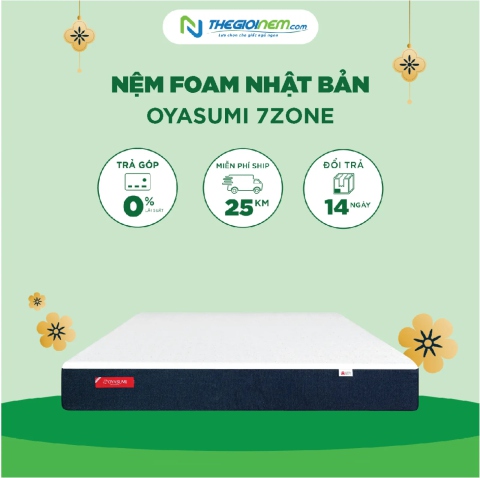 Nệm Foam Oyasumi 7Zone  ưu đãi 10% tại Thegioinem.com cùng nhiều phần quà hấp dẫn