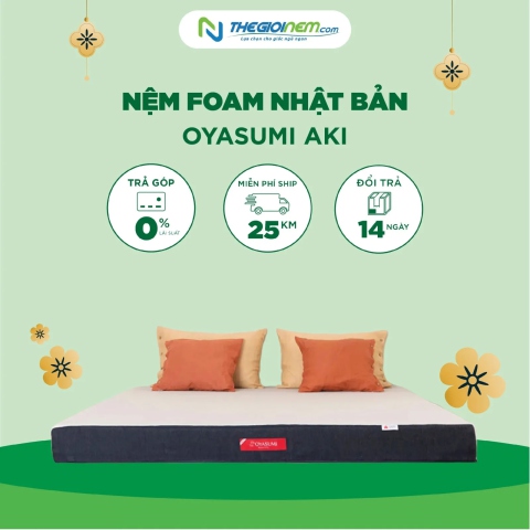 Nệm Foam Oyasumi Aki ưu đãi giảm 10% tại Thegioinem.com