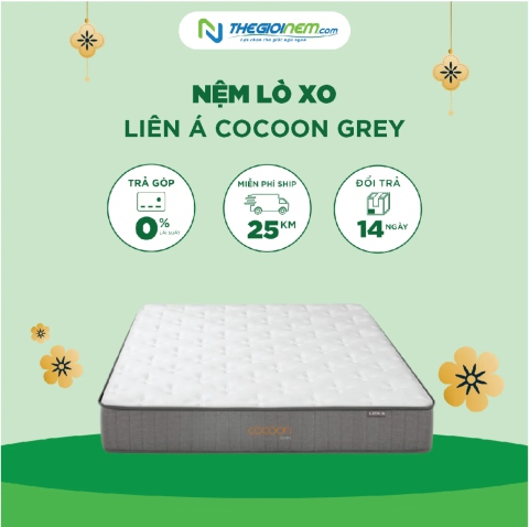 Nệm Lò Xo Túi COCOON GREY Giảm 15% + Quà Tặng Tại Thegioinem.com