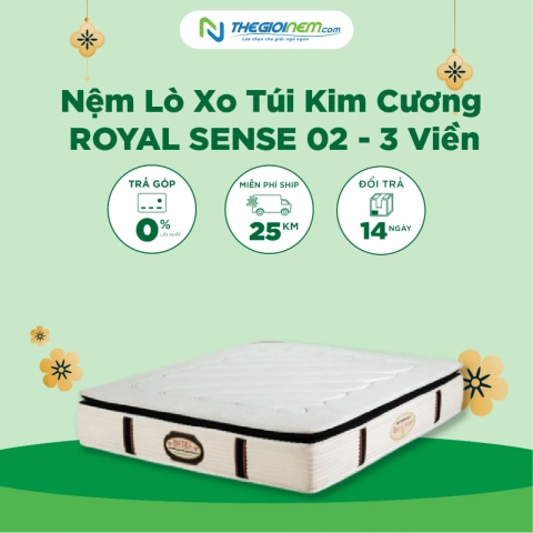 Nệm Lò Xo Túi Kim Cương ROYAL SENSE 02 - 3 Viền  tại Thegioinem.com