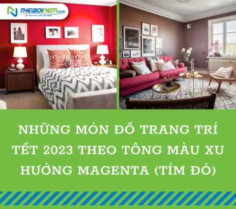 Những món đồ trang trí Tết 2024 theo tông màu xu hướng Magenta (tím đỏ)