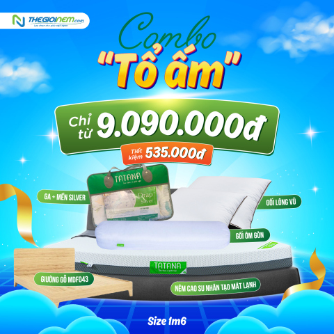 Combo Tổ Ấm – Trọn Bộ Giường Nệm Gối Mền TATANA