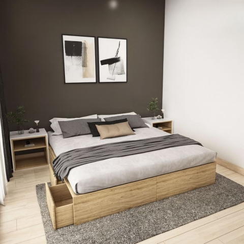 Giường Ngủ Gỗ Khối Hộp Tatana MDF057 thiết kế hiện đại.