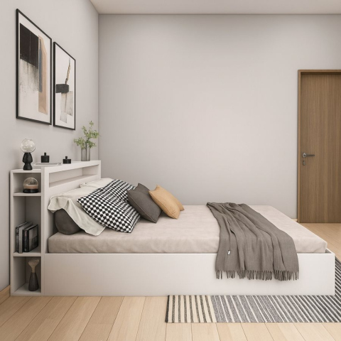 Giường Ngủ Hộp Kết Hợp Kệ Đầu Giường Tatana MDF046 tiện lợi giá rẻ