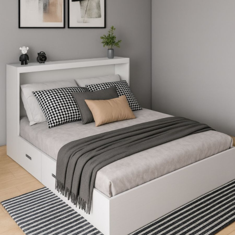 Giường Ngủ Hộp Kết Hợp Kệ Đầu Giường Tatana MDF046 tiện lợi giá rẻ