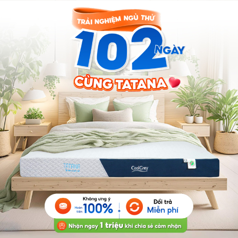 Nệm cao su thiên nhiên than hoạt tính TATANA Cool Grey