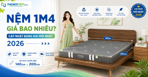 Nệm 1m4 giá bao nhiêu? Cập nhật bảng giá mới nhất 2026