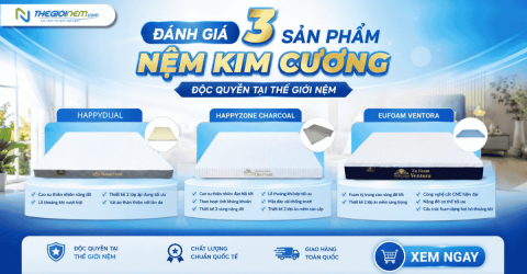 Đánh giá 3 sản phẩm nệm Kim Cương độc quyền tại Thế Giới Nệm